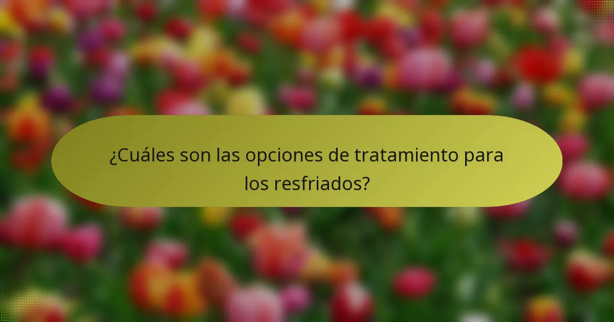 ¿Cuáles son las opciones de tratamiento para los resfriados?