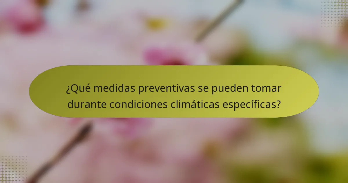 ¿Qué medidas preventivas se pueden tomar durante condiciones climáticas específicas?