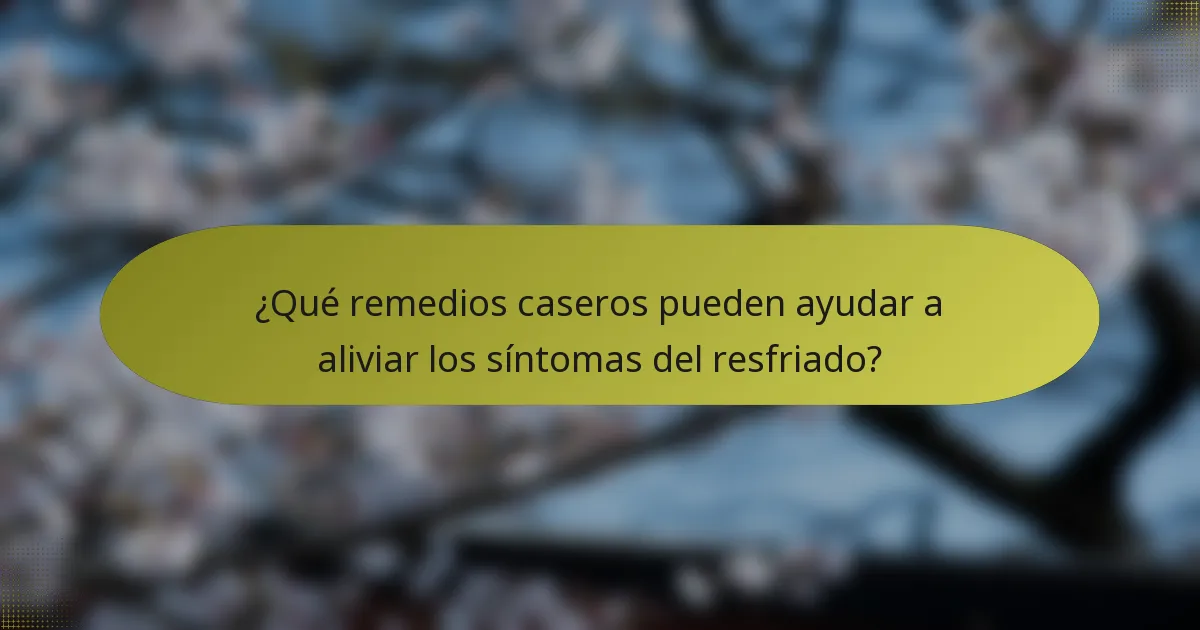 ¿Qué remedios caseros pueden ayudar a aliviar los síntomas del resfriado?